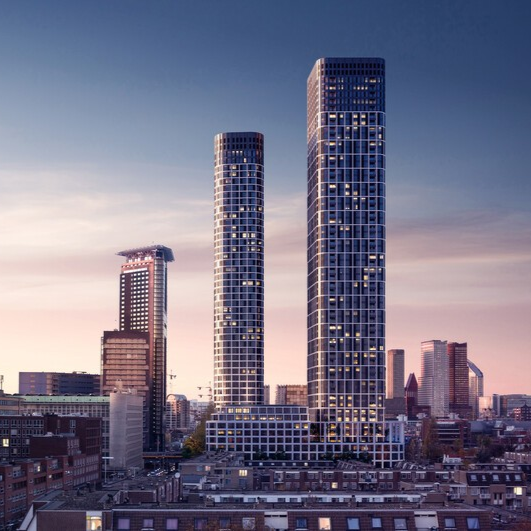 High-rise building visualization - modern commercial tower exterior