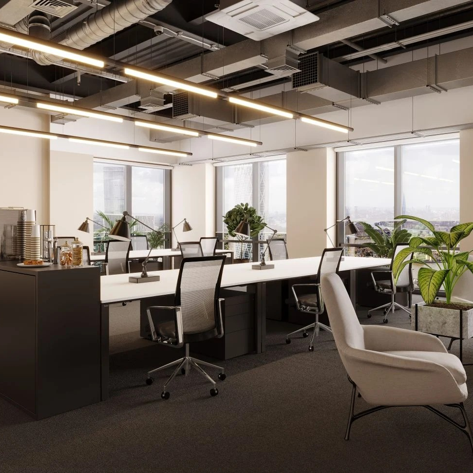 Commercial space visualization - office interior design and layout